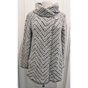 Mary Firenze Italian Made Wool Blend Chevron Cardigan Sweater Coat Size Small